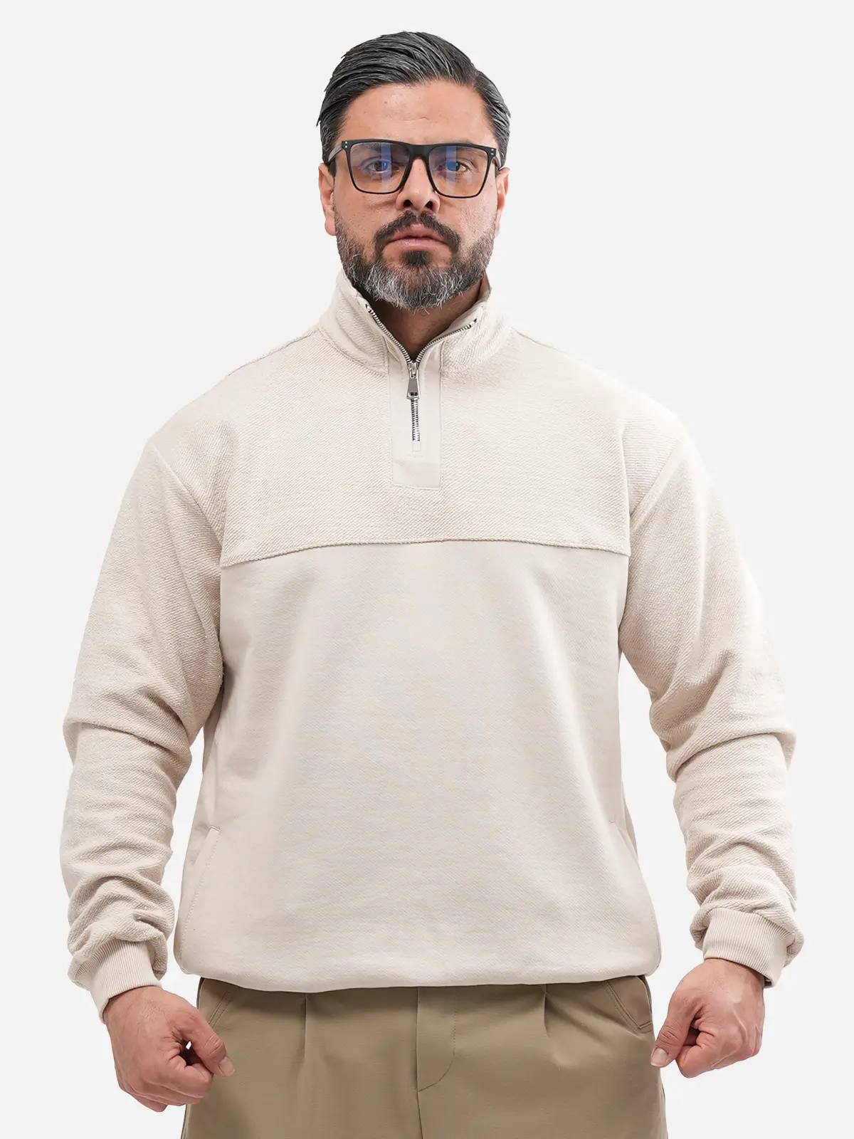 mens-long-sleeve-half-zip-blouse-code-1047
