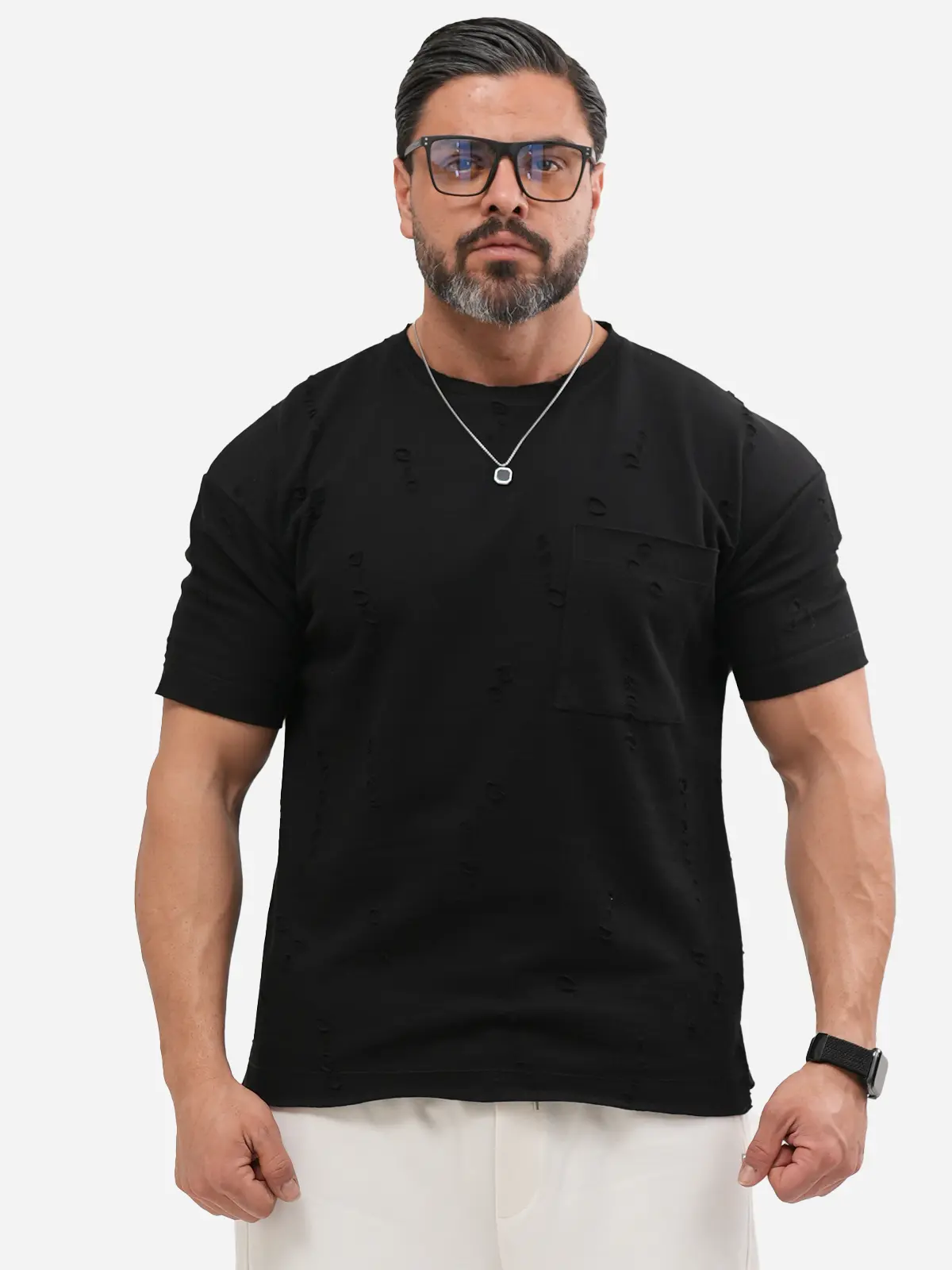 تیشرت یقه گرد زاپدار