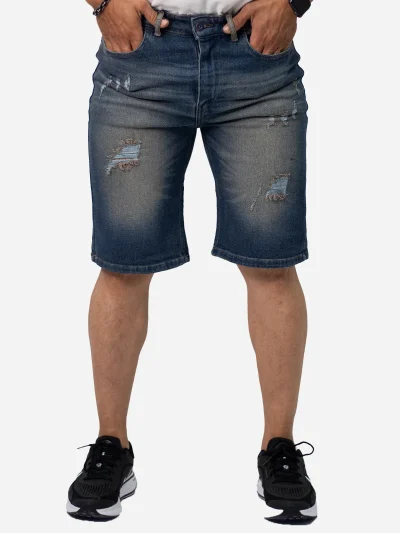 Men's dirty blue denim shorts J102